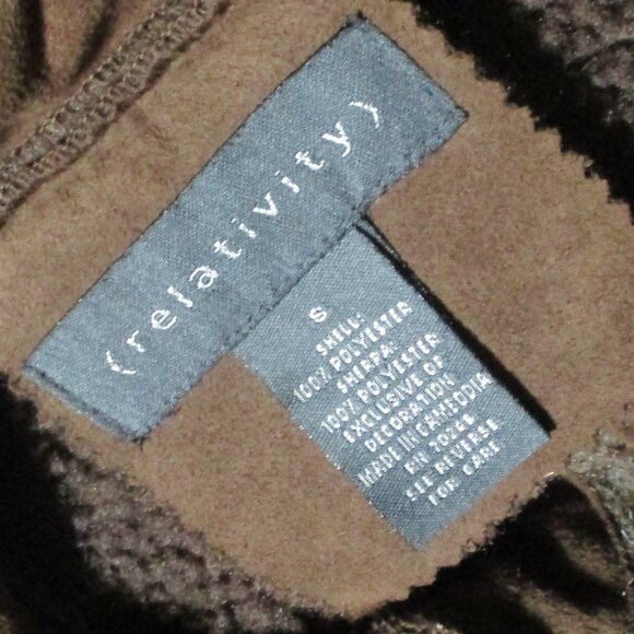 Relativity Small Brown Embroidered Sherpa Lined Faux Suede Coat Toggle Boho Y2K - Picture 6 of 15